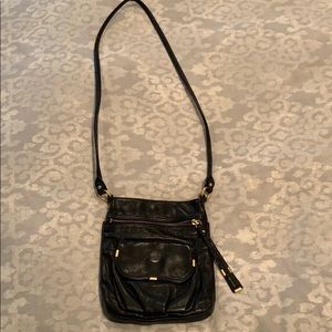 Black leather crossbody bag